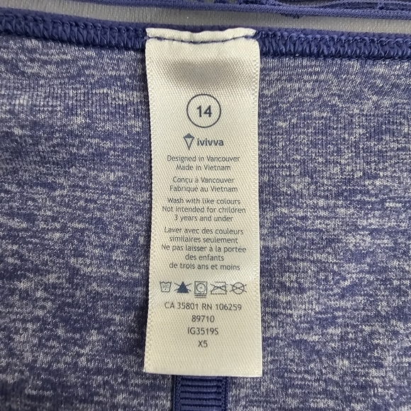 Lululemon Ivivva Own The Move Twist Front Wrap Top Purple Heathered Size 14 - Picture 7 of 10